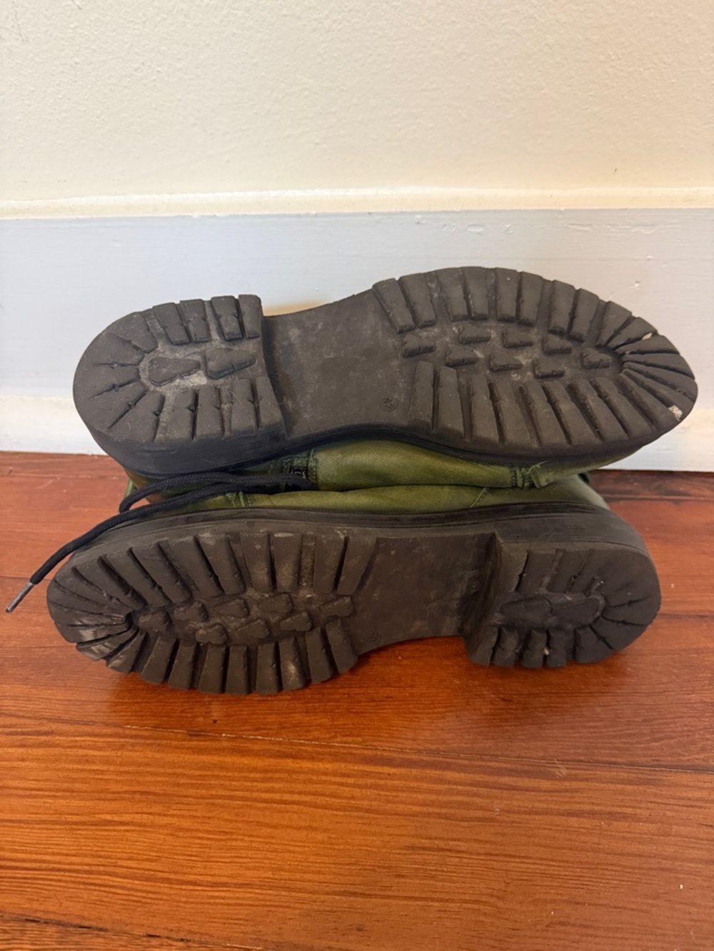 Miz Mooz Olive Green Lace-Up Leather Combat Boots - Picture 2 of 2